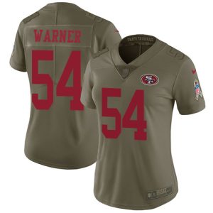 49ers #54 Fred Warner Olive Women's Stitched NFL Limited 2017 Salute to Service Jersey
