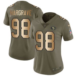 49ers #98 Javon Hargrave Olive/Gold Women's Stitched NFL Limited 2017 Salute To Service Jersey