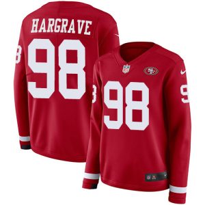 49ers #98 javon hargrave red team color women's stitched nfl limited therma long sleeve cheap jersey