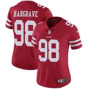 49ers #98 Javon Hargrave Red Team Color Women's Stitched NFL Vapor Untouchable Limited Jersey