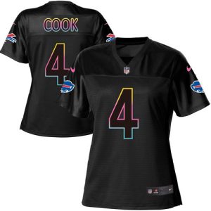wholesale Bills #4 James Cook Black Women's NFL Fashion Game Jersey