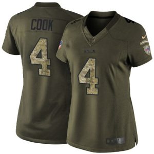wholesale Bills #4 James Cook Green Stitched Women's NFL Limited 2015 Salute to Service Jersey