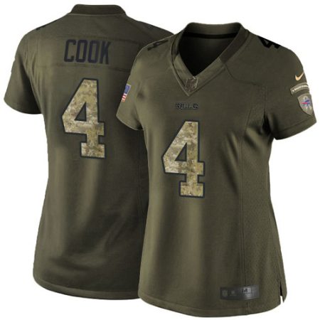 wholesale Bills #4 James Cook Green Stitched Women's NFL Limited 2015 Salute to Service Jersey