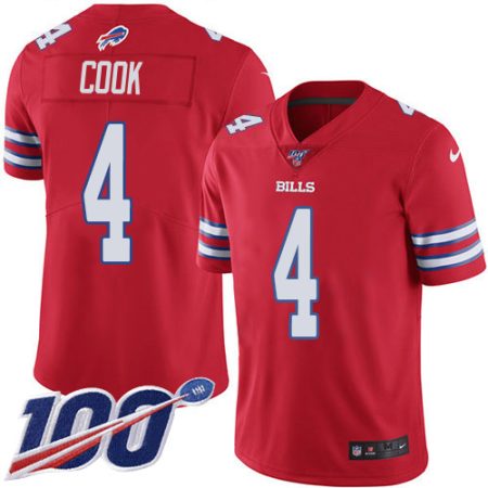 Bills #4 James Cook Red Youth Stitched NFL Limited Rush 100th Season Jersey