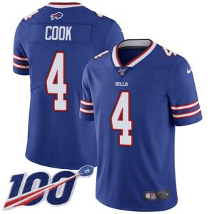 Bills #4 James Cook Royal Blue Team Color Youth Stitched NFL 100th Season Vapor Untouchable Limited Jersey