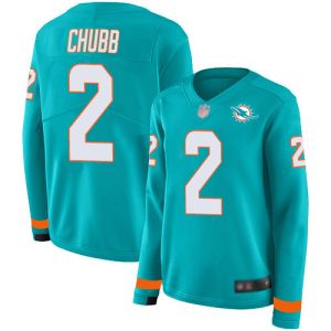 dolphins #2 bradley chubb aqua green team color women's stitched nfl limited therma long sleeve wholesale jersey