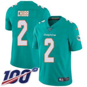 dolphins #2 bradley chubb aqua green team color youth stitched nfl 100th season vapor untouchable limited wholesale jersey