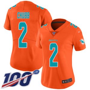 Dolphins #2 Bradley Chubb Orange Women's Stitched NFL Limited Inverted Legend 100th Season Jersey
