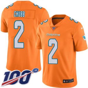 wholesale Dolphins #2 Bradley Chubb Orange Youth Stitched NFL Limited Rush 100th Season Jersey