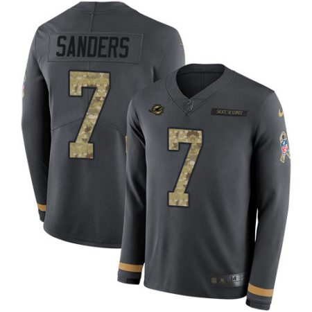 dolphins #7 jason sanders anthracite salute to service youth stitched nfl limited therma long sleeve wholesale jersey