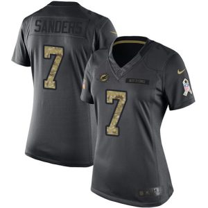 wholesale Dolphins #7 Jason Sanders Black Women's Stitched NFL Limited 2016 Salute to Service Jersey