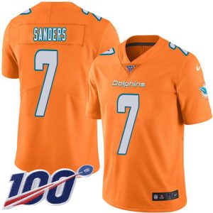 wholesale Dolphins #7 Jason Sanders Orange Youth Stitched NFL Limited Rush 100th Season Jersey