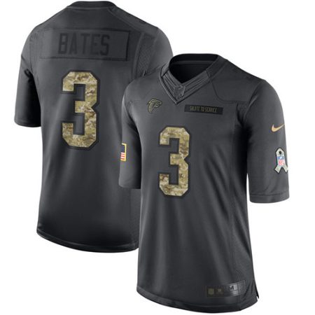 Falcons #3 Jessie Bates Black Stitched Youth NFL Limited 2016 Salute to Service Jersey
