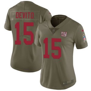 wholesale Giants #15 Tommy DeVito Olive Women's Stitched NFL Limited 2017 Salute To Service Jersey