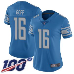wholesale Lions #16 Jared Goff Blue Team Color Women's Stitched NFL 100th Season Vapor Untouchable Limited Jersey