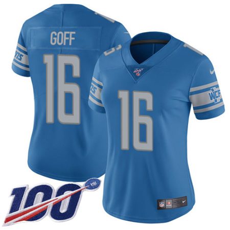 wholesale Lions #16 Jared Goff Blue Team Color Women's Stitched NFL 100th Season Vapor Untouchable Limited Jersey
