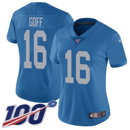 Lions #16 Jared Goff Blue Throwback Women's Stitched NFL 100th Season Vapor Untouchable Limited Jersey