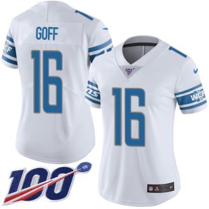 Lions #16 Jared Goff White Women's Stitched NFL 100th Season Vapor Untouchable Limited Jersey