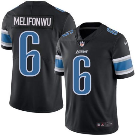 cheap Lions #6 Ifeatu Melifonwu Black Youth Stitched NFL Limited Rush Jersey