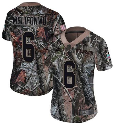 Lions #6 Ifeatu Melifonwu Camo Women's Stitched NFL Limited Rush Realtree Jersey