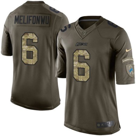 wholesale Lions #6 Ifeatu Melifonwu Green Youth Stitched NFL Limited 2015 Salute to Service Jersey