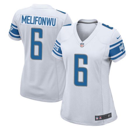 lions #6 ifeatu melifonwu white women's stitched nfl elite cheap jersey