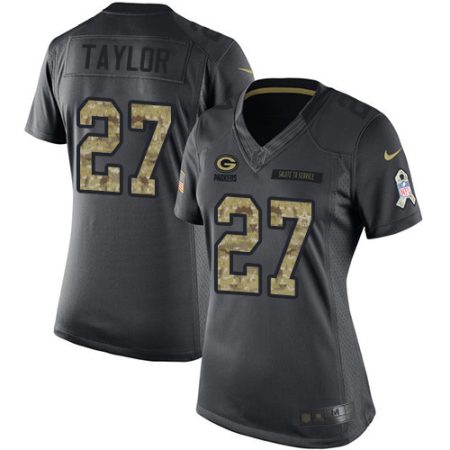 wholesale Packers #27 Patrick Taylor Black Women's Stitched NFL Limited 2016 Salute to Service Jersey