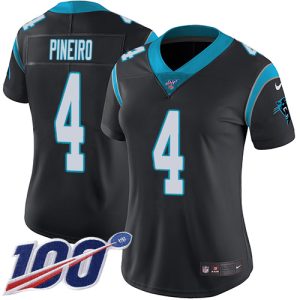 wholesale Panthers #4 Eddy Pineiro Black Team Color Women's Stitched NFL 100th Season Vapor Untouchable Limited Jersey