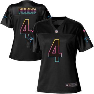 wholesale Panthers #4 Eddy Pineiro Black Women's NFL Fashion Game Jersey