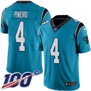 wholesale Panthers #4 Eddy Pineiro Blue Alternate Youth Stitched NFL 100th Season Vapor Untouchable Limited Jersey