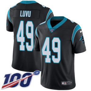panthers #49 frankie luvu black team color youth stitched nfl 100th season vapor untouchable limited wholesale jersey