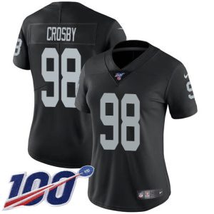wholesale Raiders #98 Maxx Crosby Black Team Color Women's Stitched NFL 100th Season Vapor Untouchable Limited Jersey
