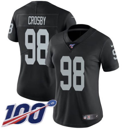 wholesale Raiders #98 Maxx Crosby Black Team Color Women's Stitched NFL 100th Season Vapor Untouchable Limited Jersey