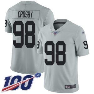wholesale Raiders #98 Maxx Crosby Silver Youth Stitched NFL Limited Inverted Legend 100th Season Jersey