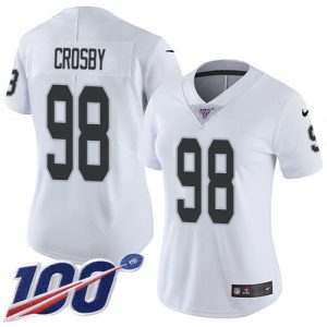 cheap Raiders #98 Maxx Crosby White Women's Stitched NFL 100th Season Vapor Untouchable Limited Jersey