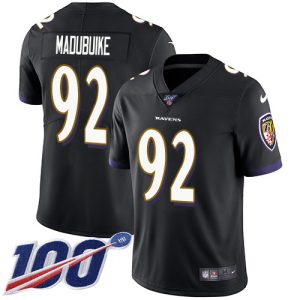 Ravens #92 Justin Madubuike Black Alternate Youth Stitched NFL 100th Season Vapor Untouchable Limited Jersey