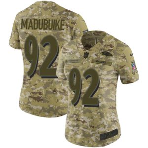 cheap Ravens #92 Justin Madubuike Camo Women's Stitched NFL Limited 2018 Salute To Service Jersey