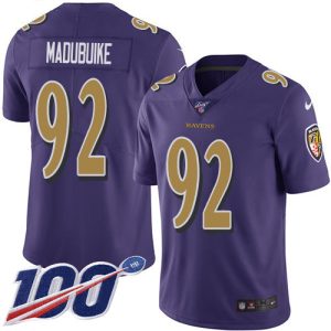 Ravens #92 Justin Madubuike Purple Youth Stitched NFL Limited Rush 100th Season Jersey