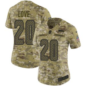 Seahawks #20 Julian Love Camo Women's Stitched NFL Limited 2018 Salute To Service Jersey