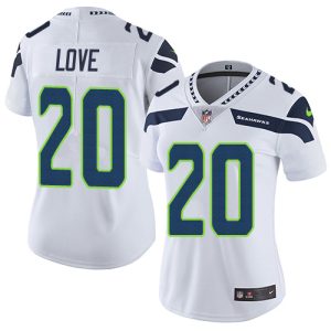 seahawks #20 julian love white women's stitched nfl vapor untouchable limited wholesale jersey