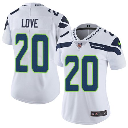 seahawks #20 julian love white women's stitched nfl vapor untouchable limited wholesale jersey