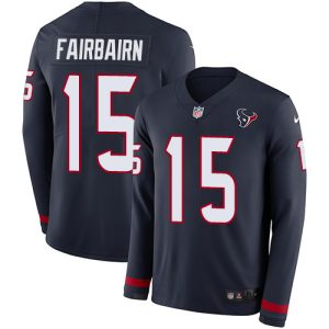 Texans #15 Ka'imi Fairbairn Navy Blue Team Color Youth Stitched NFL Limited Therma Long Sleeve Jersey