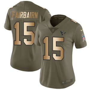 wholesale Texans #15 Ka'imi Fairbairn Olive/Gold Women's Stitched NFL Limited 2017 Salute To Service Jersey