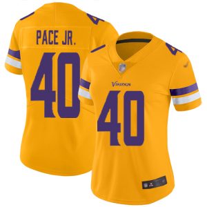 vikings #40 ivan pace jr. gold women's stitched nfl limited inverted legend wholesale jersey