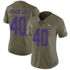 Vikings #40 Ivan Pace Jr. Olive Women's Stitched NFL Limited 2017 Salute To Service Jersey