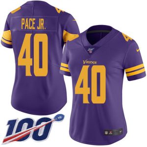 vikings #40 ivan pace jr. purple women's stitched nfl limited rush 100th season wholesale jersey