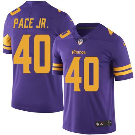 wholesale Vikings #40 Ivan Pace Jr. Purple Youth Stitched NFL Limited Rush Jersey