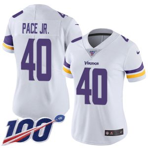 cheap Vikings #40 Ivan Pace Jr. White Women's Stitched NFL 100th Season Vapor Untouchable Limited Jersey