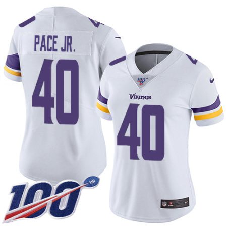 cheap Vikings #40 Ivan Pace Jr. White Women's Stitched NFL 100th Season Vapor Untouchable Limited Jersey