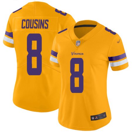 wholesale Vikings #8 Kirk Cousins Gold Women's Stitched NFL Limited Inverted Legend Jersey